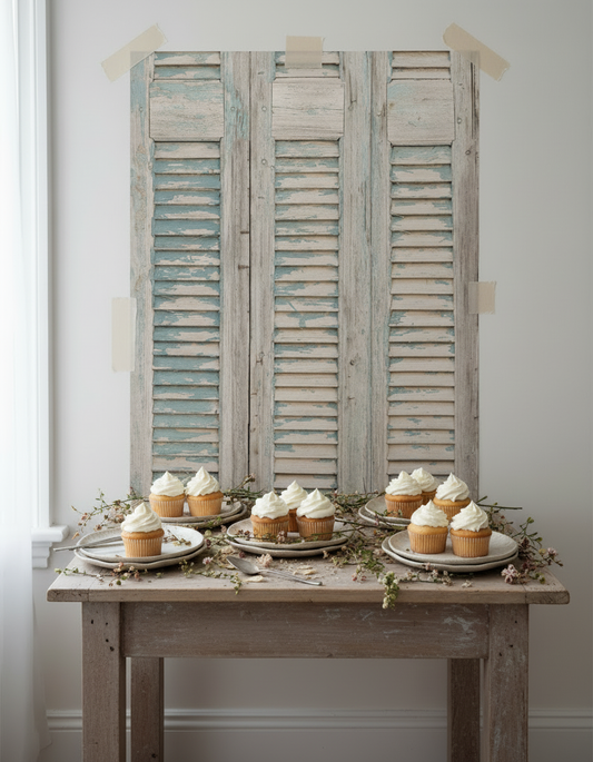 Coastal Blue Shutters Photo Backdrop