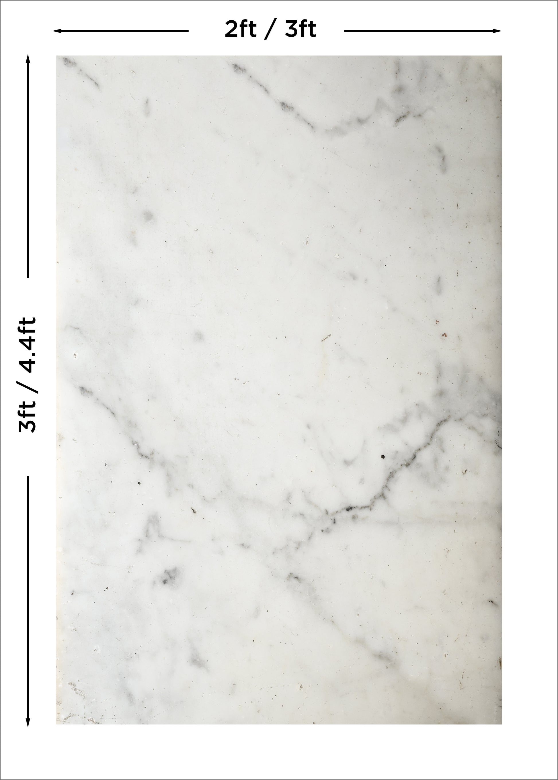 Marble pattern with dimensions indicated on a white background
